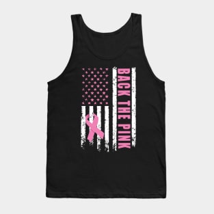 Back The Pink Ribbon American Flag Breast Cancer Awareness Tank Top